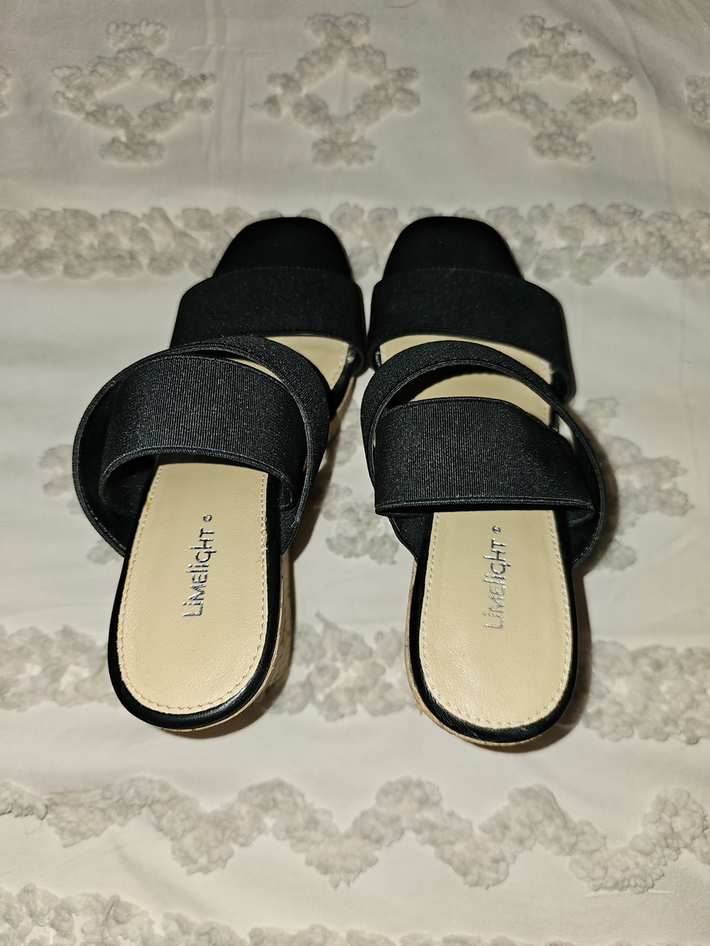 Limelight Black Cork Wedge Sandals - Women's Slip-On Platform - Picture 3 of 9